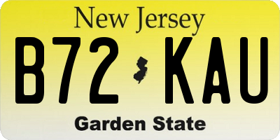 NJ license plate B72KAU