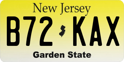 NJ license plate B72KAX