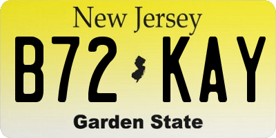 NJ license plate B72KAY