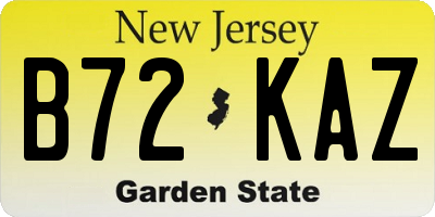 NJ license plate B72KAZ