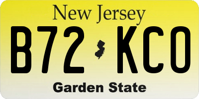 NJ license plate B72KCO