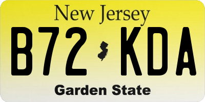 NJ license plate B72KDA