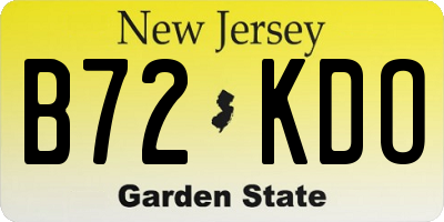 NJ license plate B72KDO