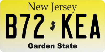 NJ license plate B72KEA