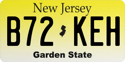 NJ license plate B72KEH