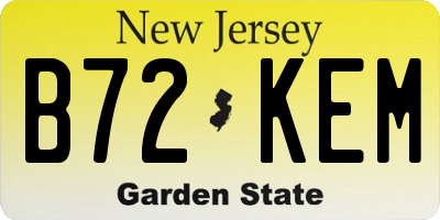 NJ license plate B72KEM