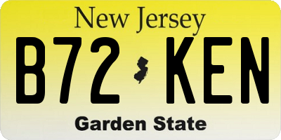 NJ license plate B72KEN