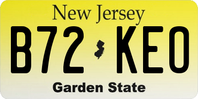 NJ license plate B72KEO