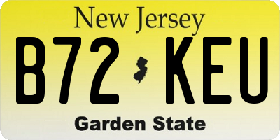 NJ license plate B72KEU