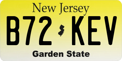 NJ license plate B72KEV