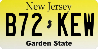 NJ license plate B72KEW
