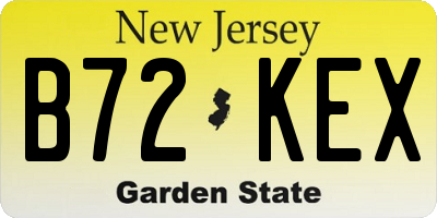 NJ license plate B72KEX