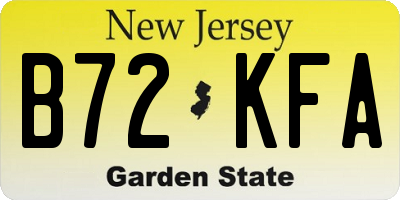 NJ license plate B72KFA