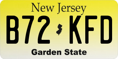 NJ license plate B72KFD