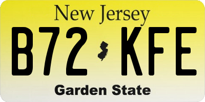NJ license plate B72KFE