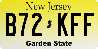NJ license plate B72KFF