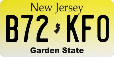 NJ license plate B72KFO