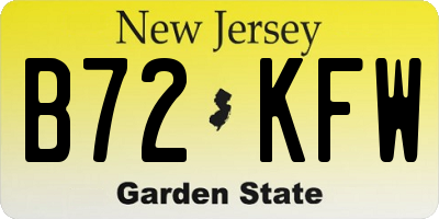 NJ license plate B72KFW