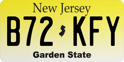NJ license plate B72KFY