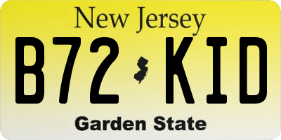 NJ license plate B72KID