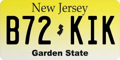 NJ license plate B72KIK