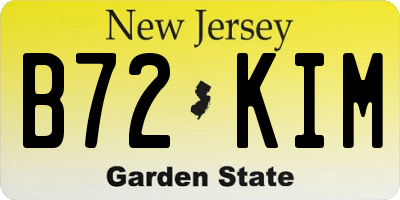 NJ license plate B72KIM