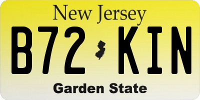 NJ license plate B72KIN