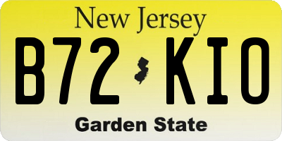 NJ license plate B72KIO