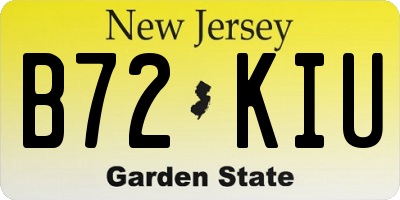 NJ license plate B72KIU