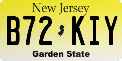 NJ license plate B72KIY