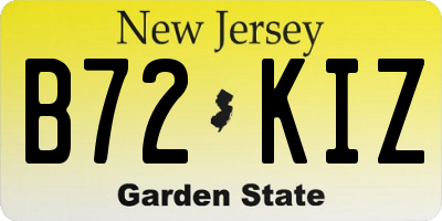 NJ license plate B72KIZ
