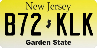 NJ license plate B72KLK