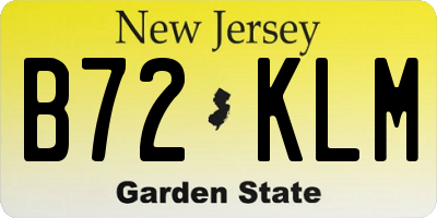 NJ license plate B72KLM