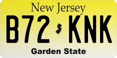 NJ license plate B72KNK