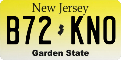 NJ license plate B72KNO