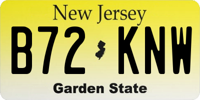 NJ license plate B72KNW