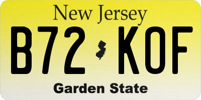 NJ license plate B72KOF