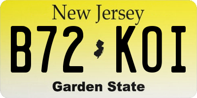 NJ license plate B72KOI