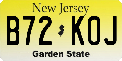 NJ license plate B72KOJ