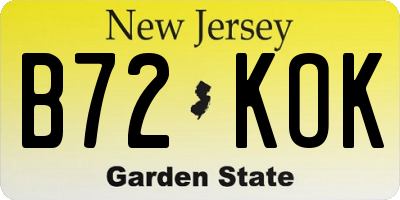 NJ license plate B72KOK