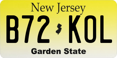 NJ license plate B72KOL