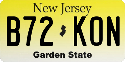NJ license plate B72KON