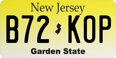 NJ license plate B72KOP