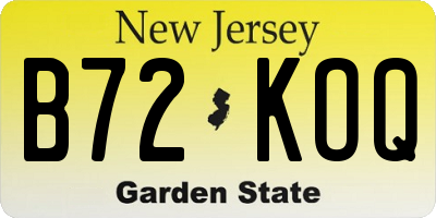 NJ license plate B72KOQ