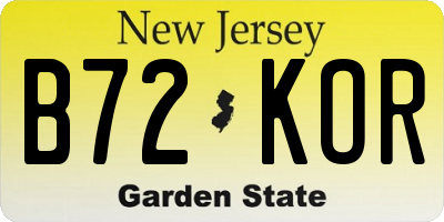 NJ license plate B72KOR