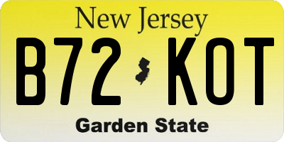 NJ license plate B72KOT