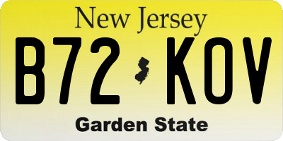 NJ license plate B72KOV