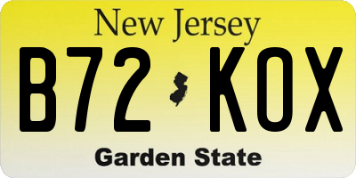 NJ license plate B72KOX