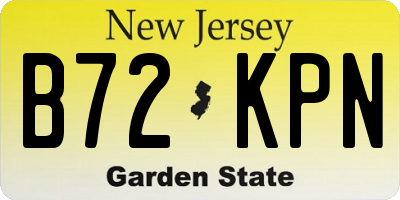 NJ license plate B72KPN