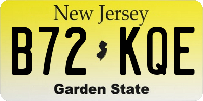 NJ license plate B72KQE